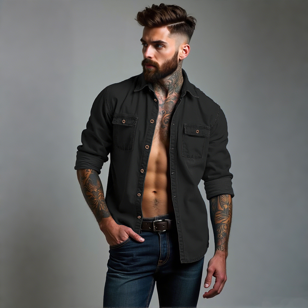 👔50% de descuento🔥【40-120kg】Camisas vaqueras de tallas grandes para hombre ✅Pago contra entrega ✅2 artículos con un 70% de descuento.