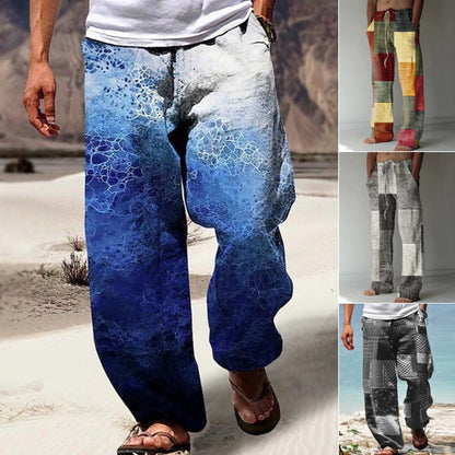 🔥👖【10 цвята✨】【40-130kg】Мъжки широки панталони от памук и лен, големи размери, в ежедневен бохемски стил ✅️Плащане при доставка