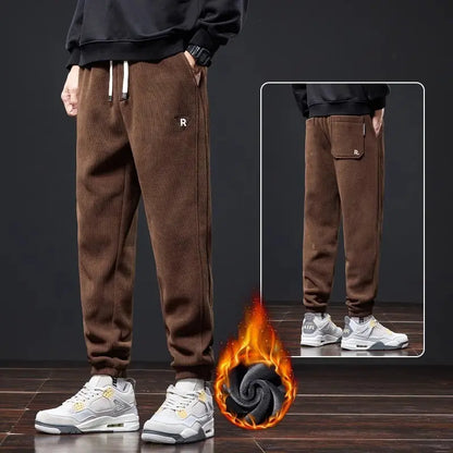 🔥【M-5XL】🖤Nové pánské zimní kalhoty – s polárním podšívkou, zesílený kord; teplé, ležérní pánské kalhoty.