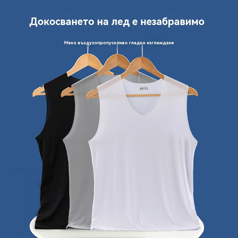 ❄️🆒【Комплект от 5 части 🔥】【L–5XL】Летен мъжки безшевен, тънък анцуг от ледена коприна в големи размери ✅️Плащане при доставка