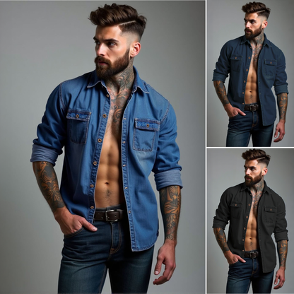 👔50% de descuento🔥【40-120kg】Camisas vaqueras de tallas grandes para hombre ✅Pago contra entrega ✅2 artículos con un 70% de descuento.