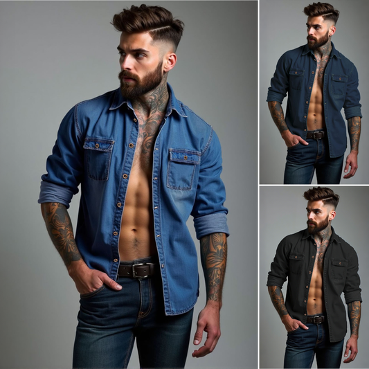 👔50% de descuento🔥【40-120kg】Camisas vaqueras de tallas grandes para hombre ✅Pago contra entrega ✅2 artículos con un 70% de descuento.