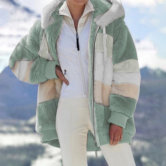 ☃️Ограничена оферта 35%❄️【S-5XL】Ново дамско зимно яке 2025, плътно с плюшени райета
