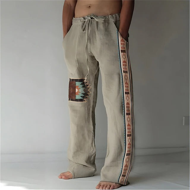 🔥👖【10 цвята✨】【40-130kg】Мъжки широки панталони от памук и лен, големи размери, в ежедневен бохемски стил ✅️Плащане при доставка