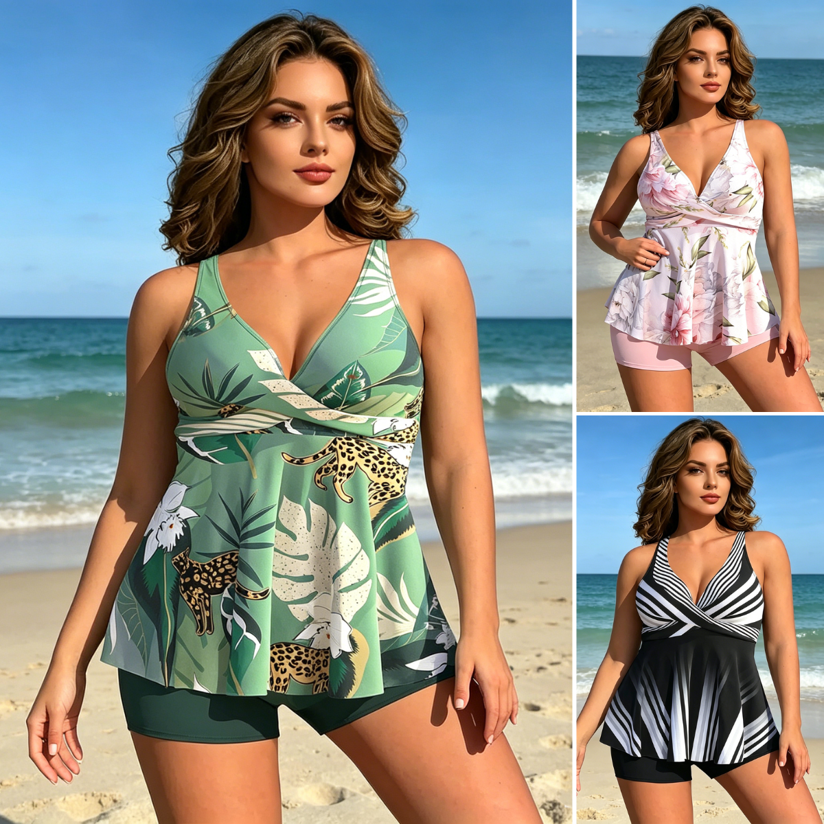 👙50% de descuento😍【40-120kg】Traje de baño bikini holgado estampado ✅Pago contra entrega ✅2 artículos con un 70% de descuento.