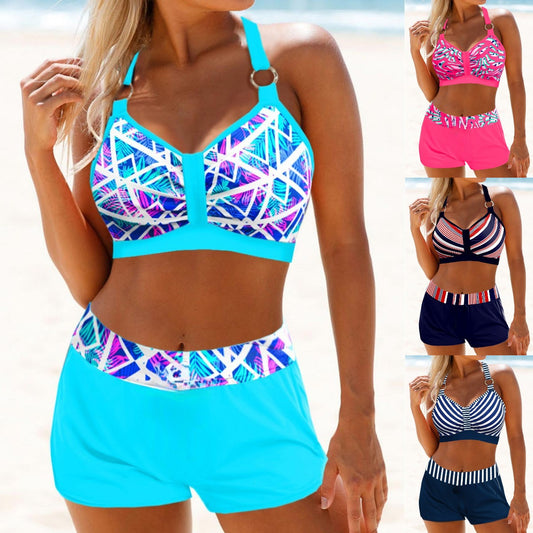 🌈 ¡El más vendido! 🏆【40-120 kg】 Nuevo modelo de bikini de tallas grandes: traje de baño de dos piezas con rayas coloridas y estampados ✅Pago contra entrega ✅2 artículos con un 70% de descuento