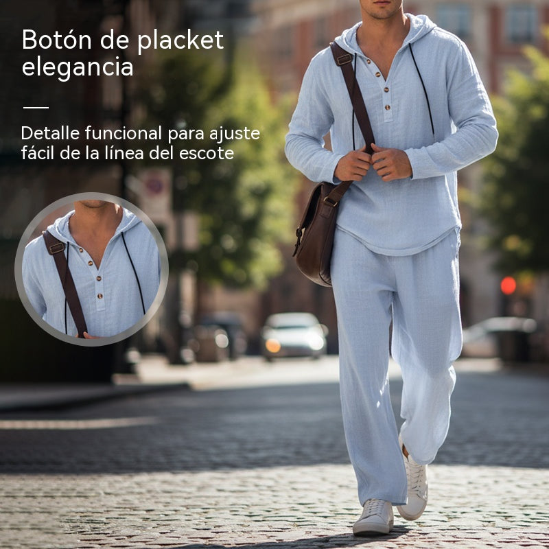 📢📢 50% DE DESCUENTO🔥 Conjunto de dos piezas para hombre: blusa holgada y pantalón con capucha ✅️Pago contra entrega
