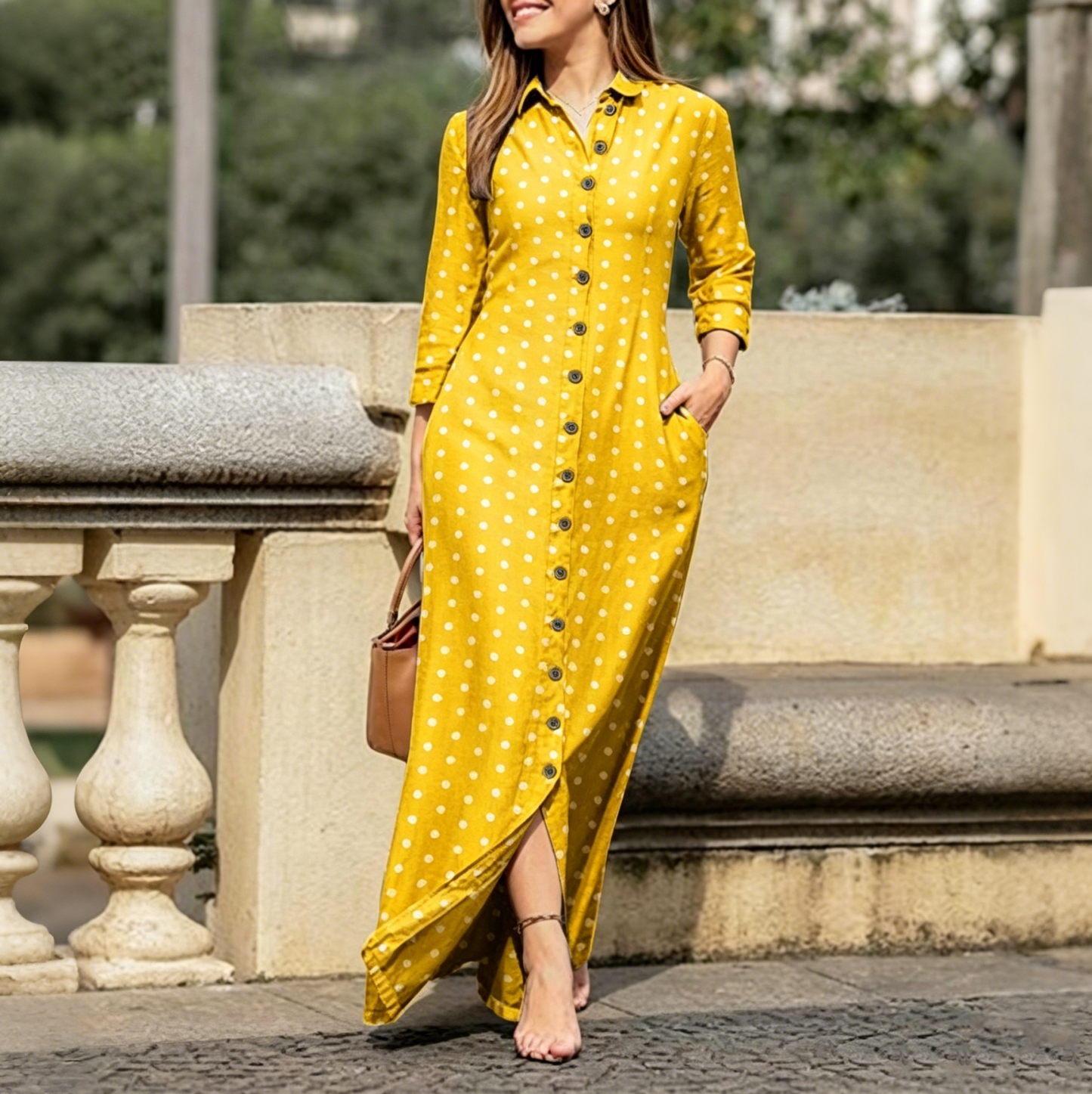💃 50% отстъпка🔥🔥【40-120kg】Дамска рокля-риза с копчета, ежедневна рокля с дълъг ръкав и яка, флорален принт. ✅️Плащане при доставка ✅️2 артикула със 70% отстъпка