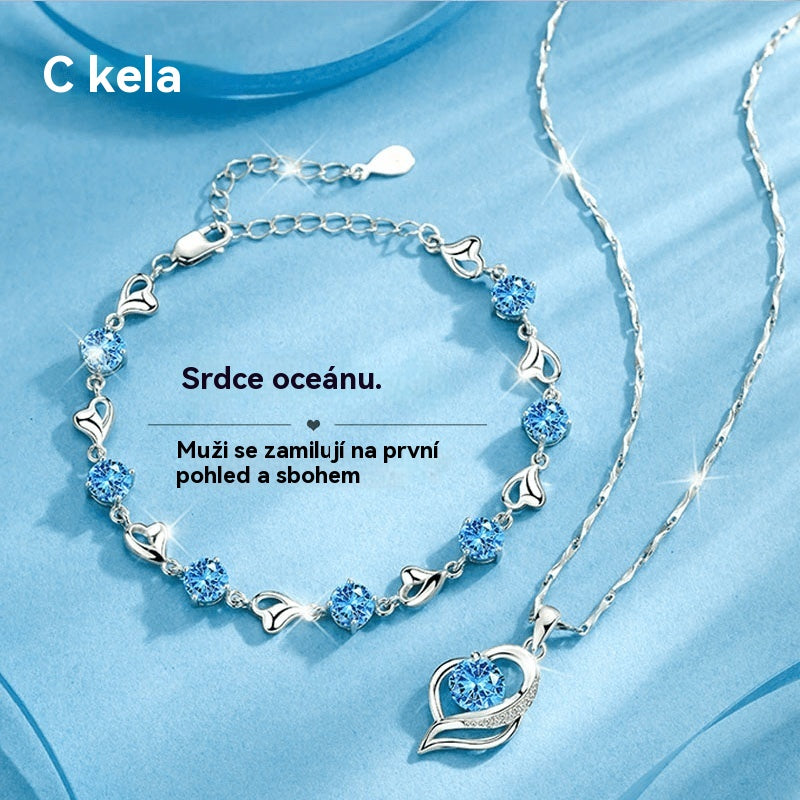 ✨✨【Kupte 1, dostanete 1 zdarma】💎💎Sada náramku a náhrdelníku ze stříbra 925 – Srdce oceánu ✅️Dobírka