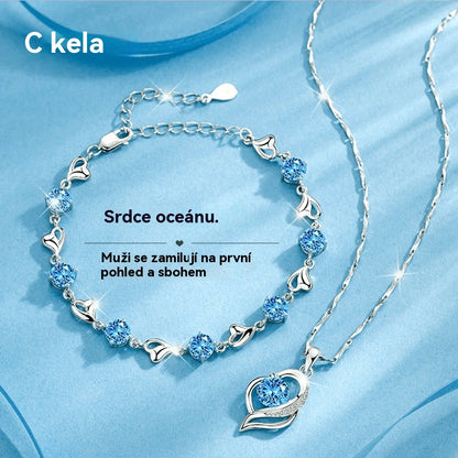 ✨✨【Kupte 1, dostanete 1 zdarma】💎💎Sada náramku a náhrdelníku ze stříbra 925 – Srdce oceánu ✅️Dobírka