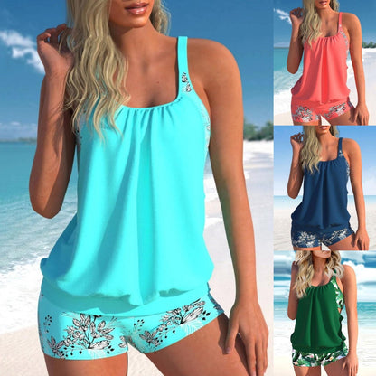 🌊👙 50% отстъпка за лятото🔥【40-120 кг】Бързосъхнещ дамски бански костюм от две части с щампа + боксерки, голям размер ✅️Плащане при доставка ✅️2 артикула със 70% отстъпка