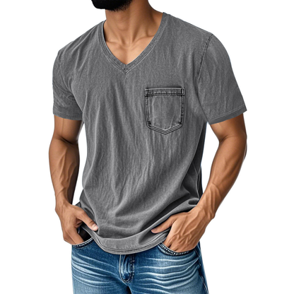👔 50% zľava 🔥【40-120 kg】Pánske ležérne voľné džínsové tričko s výstrihom do V a krátkym rukávom ✅️Platba pri doručení ✅️2 položky so zľavou 70 %