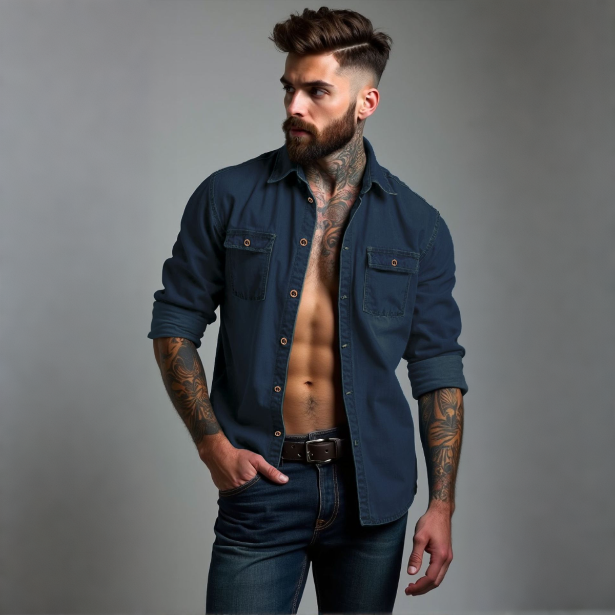 👔50% de descuento🔥【40-120kg】Camisas vaqueras de tallas grandes para hombre ✅Pago contra entrega ✅2 artículos con un 70% de descuento.