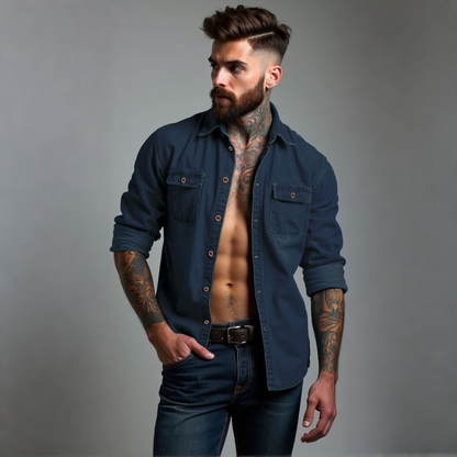👔50% de descuento🔥【40-120kg】Camisas vaqueras de tallas grandes para hombre ✅Pago contra entrega ✅2 artículos con un 70% de descuento.