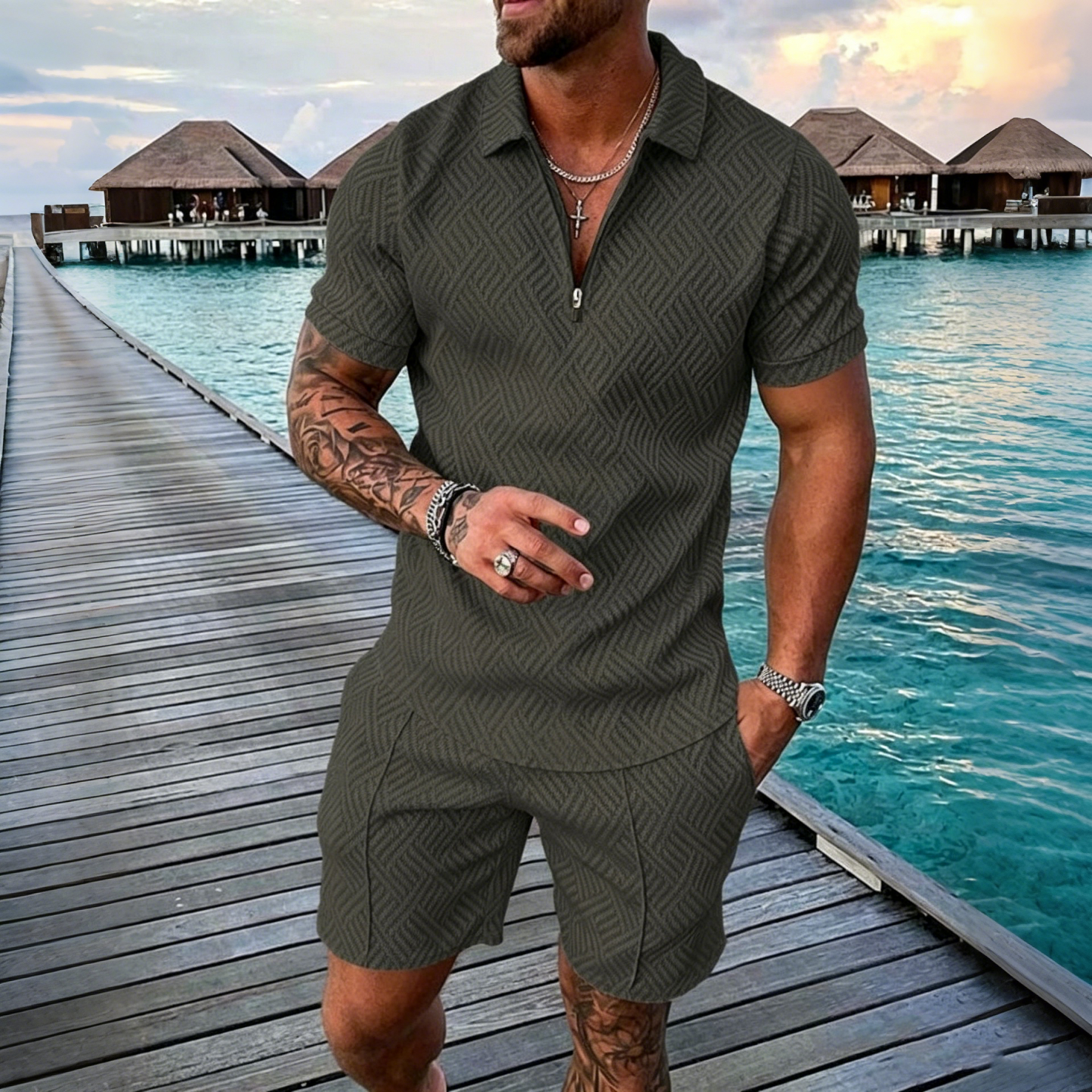 😎 50% popusta🔥【Majica + hlače】 (40-130 kg) Muški dnevni set polo majica s 3D printom i patentnim zatvaračem ✅️Plaćanje pouzećem ✅️2 artikla uz 70% popusta