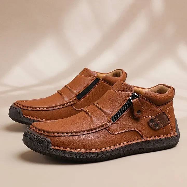 👞【38-48】Muške vozačke čizme, izrađene od visokokvalitetne kože, ručno izrađene, neklizajuće - široki prednji dio, potpora svodu stopala ✅️Plaćanje pouzećem