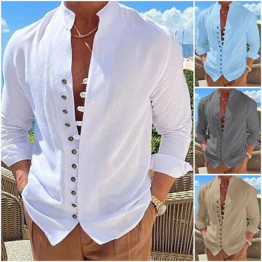 👔 50% zniżki🔥【40-100 kg】Męska koszula bawełniano-lniana, duże rozmiary ✅️Płatność przy odbiorze ✅️2 artykuły ze zniżką 70%