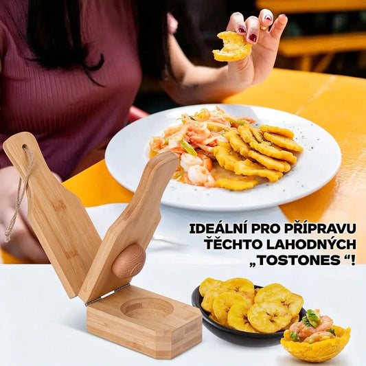 🍌 Dřevěný lis 2 v 1 pro tostones a banány